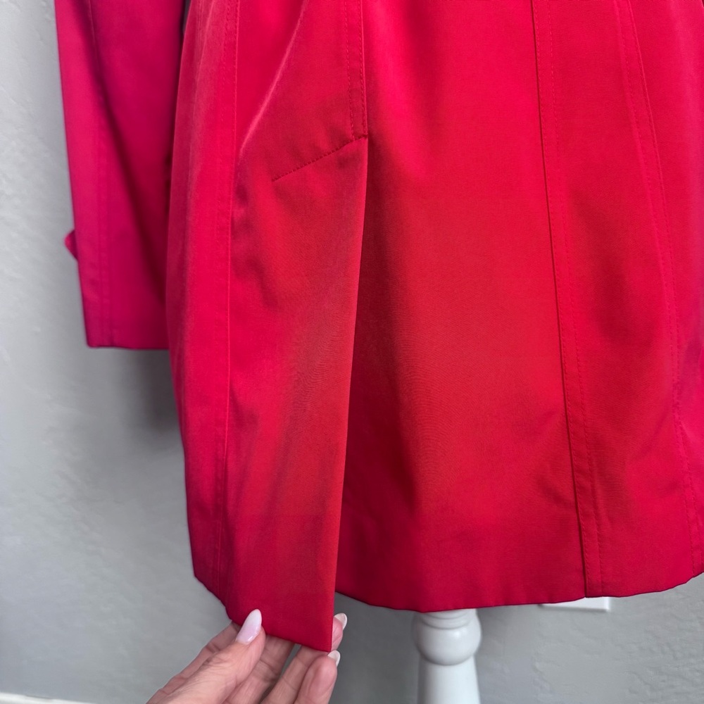 Calvin Klein Red Trench Coat with Belt - Picture 5 of 10